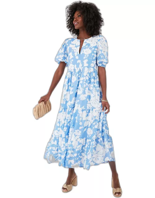 Blue and White Floral Cisco Maxi Dres