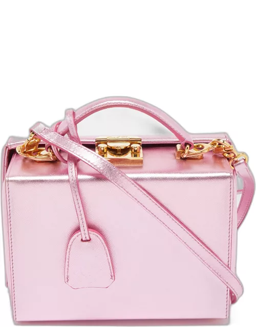 Mark Cross Pink Glossy Leather Grace Box Bag