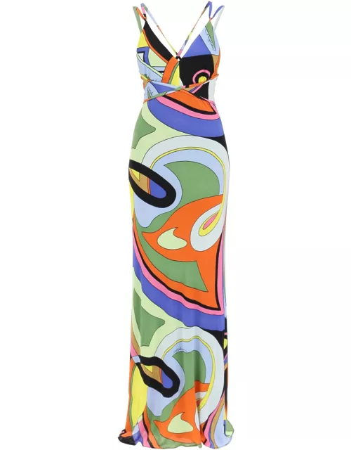 Moschino Multicolor Printed Jersey Maxi Dres