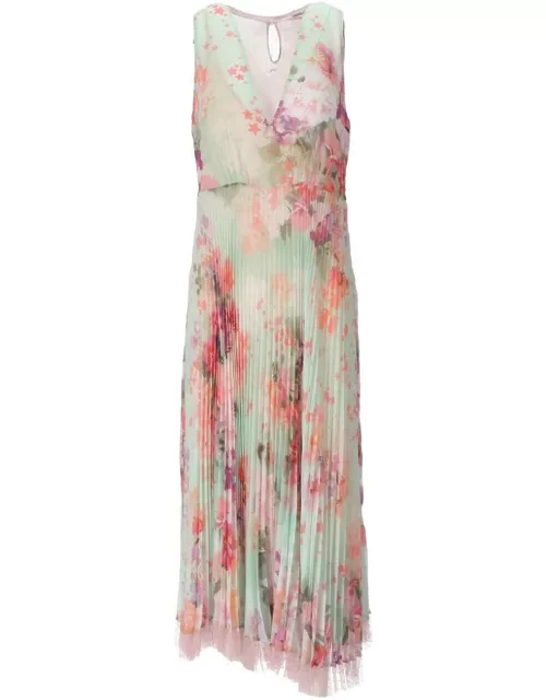 TwinSet Green Floral Midi Dres