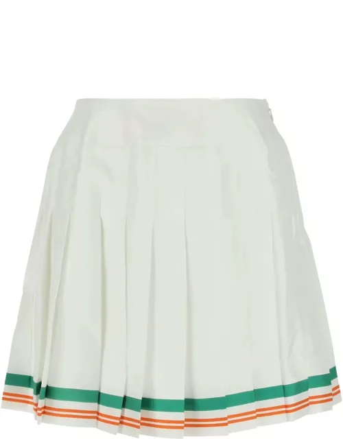 Casablanca White Satin Par Avion Mini Skirt