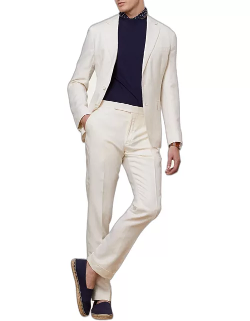 Men's Gregory Hand-Tailored Silk-Linen Trouser