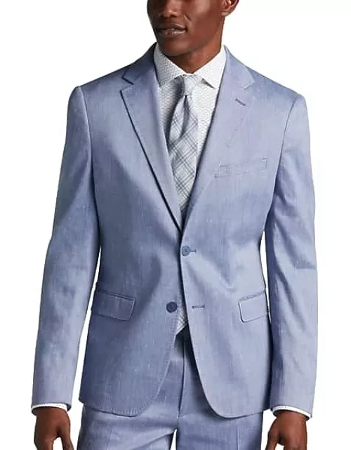 Calvin Klein Slim Fit Linen-Blend Men's Suit Separates Jacket Lt Blue Twil