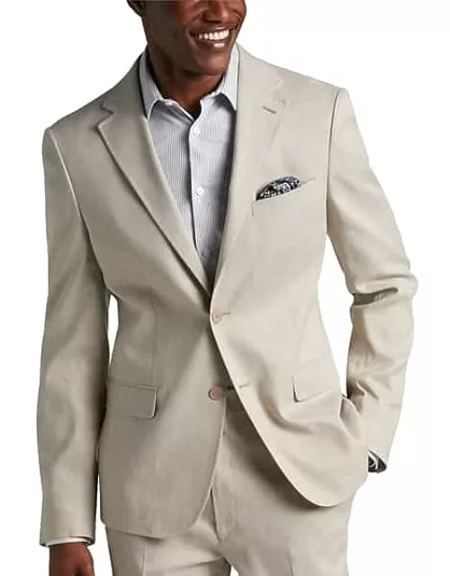 Calvin Klein Slim Fit Linen-Blend Men's Suit Separates Jacket Tan Twil