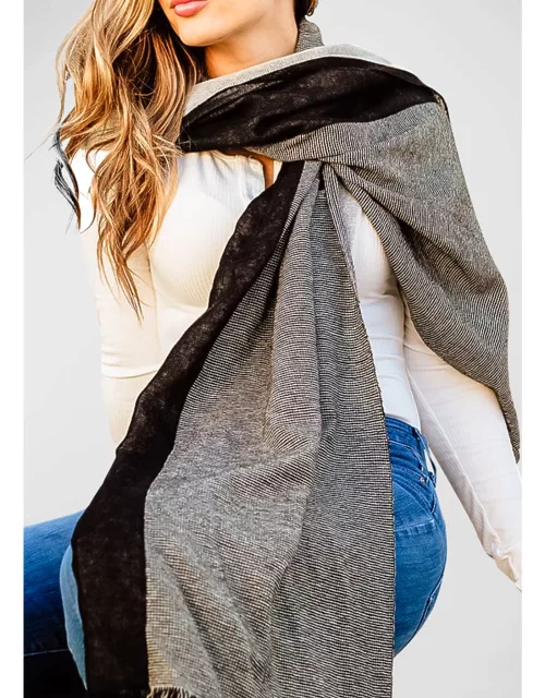 Two-Tone Tweed Cashmere Scarf