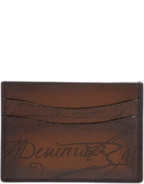 Men's Bambou Scritto Leather Card Case
