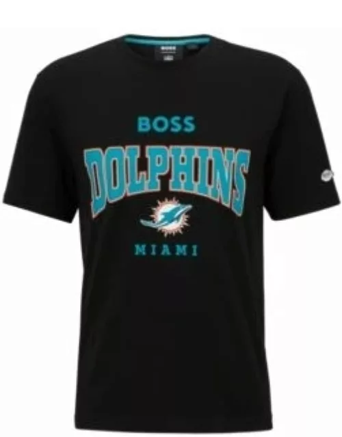 BOSS x NFL stretch-cotton T-shirt with collaborative branding- Dolphins Men's T-Shirt