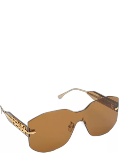Rectangular Metal Shield Sunglasse