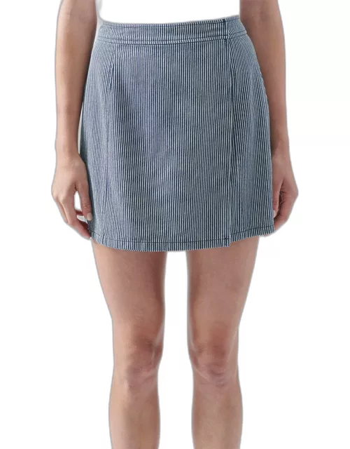 Short Railroad Stripe Cotton Mini Skirt