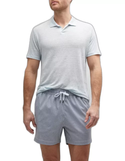 Men's Linen V-Neck Polo Shirt