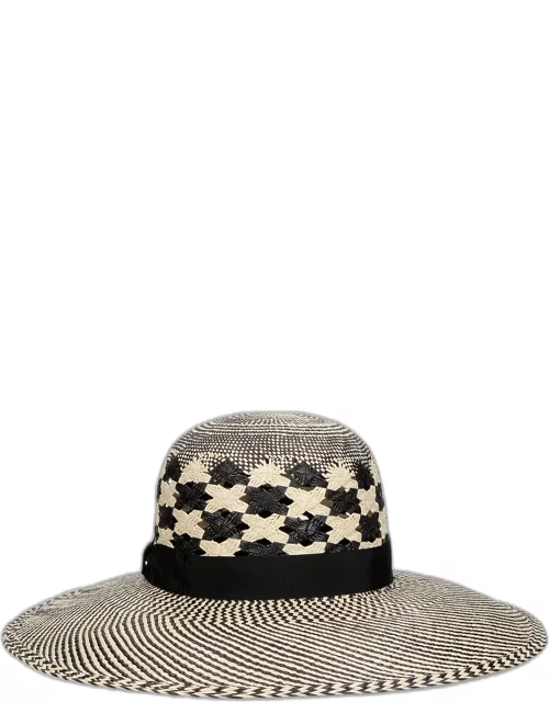 Patterned Woven Straw Panama Hat