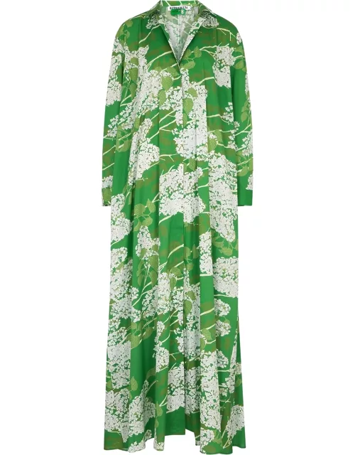 Bernadette Gregory Floral-print Stretch-cotton Maxi Dress - Green