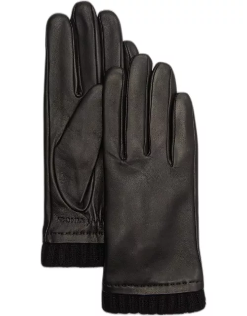 Leather & Cashmere Ribbed Glove