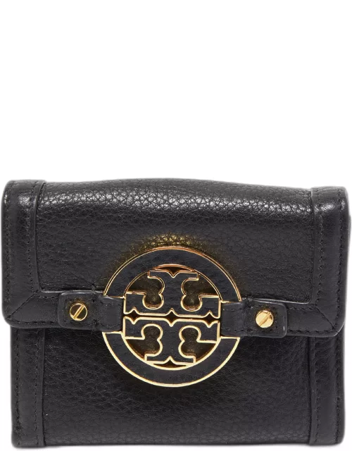 Tory Burch Black Leather Amanda Compact Wallet