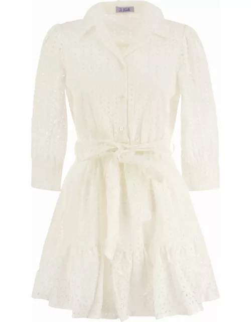 MC2 Saint Barth Short Cotton Dress With Embroidery