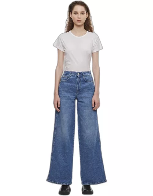 Stella Mc Cartney Salt & Pepper' Logo Laser Wide-leg Jeans Sky blue