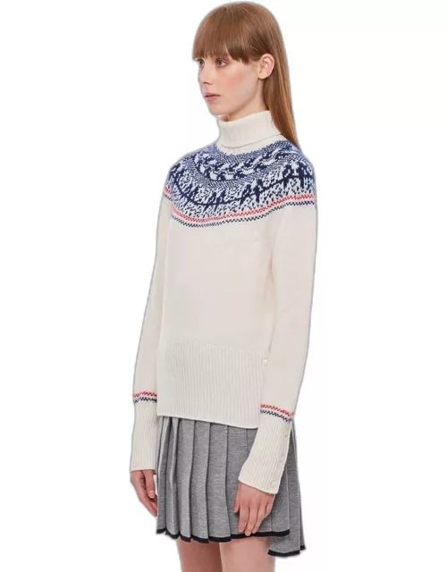 Thom Browne Wool Mohair Mix Turtleneck Sweater White