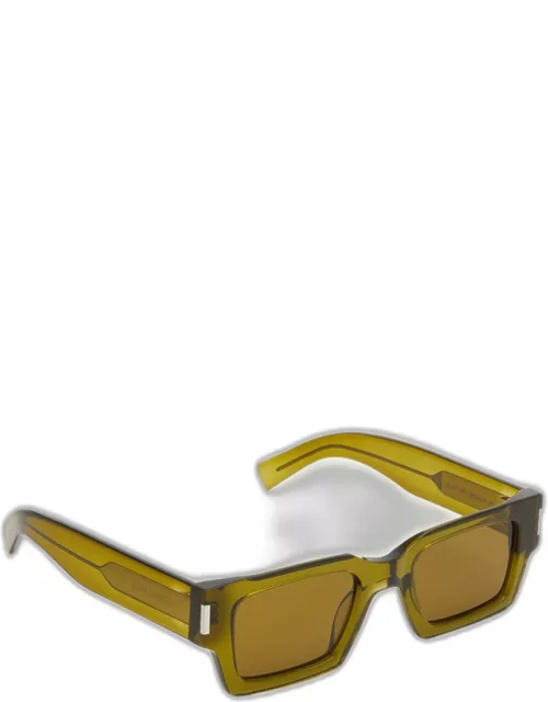 Men's Rectangle Acetate Sunglasses with Logo
