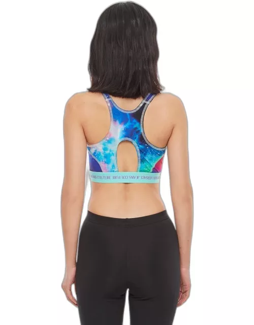 Versace Jeans Couture Space Print Lycra Sports Bra Blue