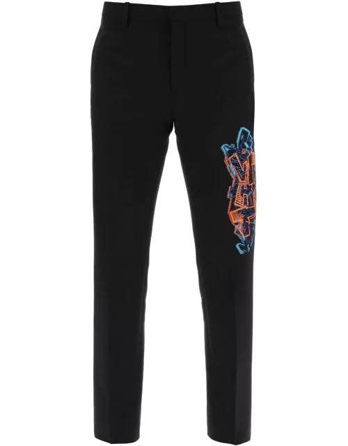 OFF-WHITE slim pants with graffiti patch