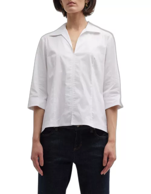 3/4-Sleeve Stretch Cotton Swing Shirt