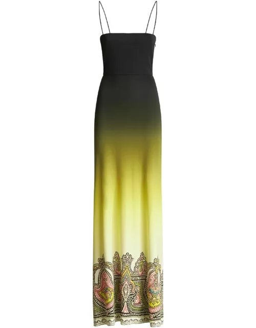 Etro Yellow Long Dress With Shade And Paisley Motif