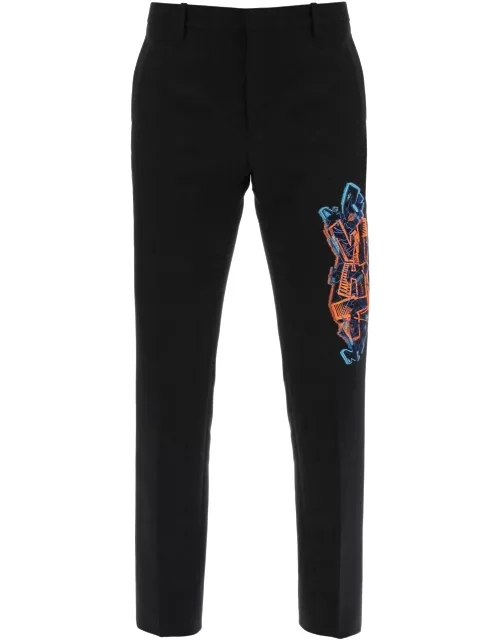 Off-White Slim Pants With Graffiti Patch