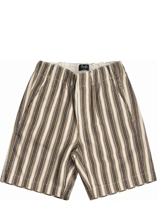 Il Gufo Striped Cotton Bermuda Short