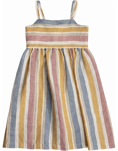 Il Gufo Striped Linen-blend Dres