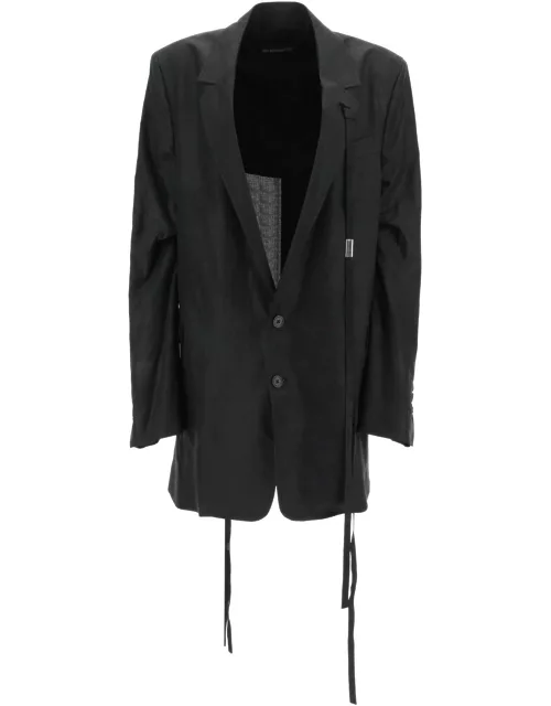 ANN DEMEULEMEESTER AGNES SLOUCHY JACKET IN WAXED COTTON