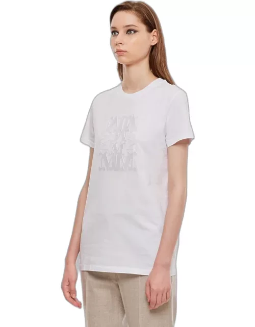 Max Mara Cotton T-shirt With Embroidered Logo White