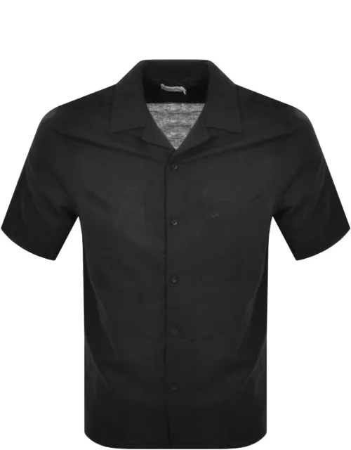 Calvin Klein Linen Short Sleeve Shirt Black