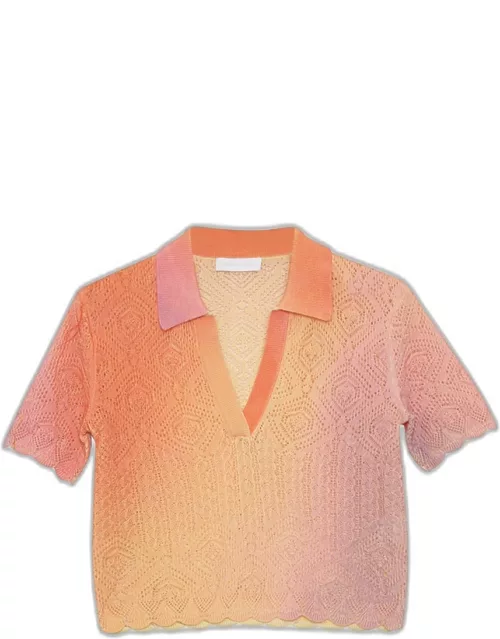 Thelma Ombre Cable-Knit Polo Sweater