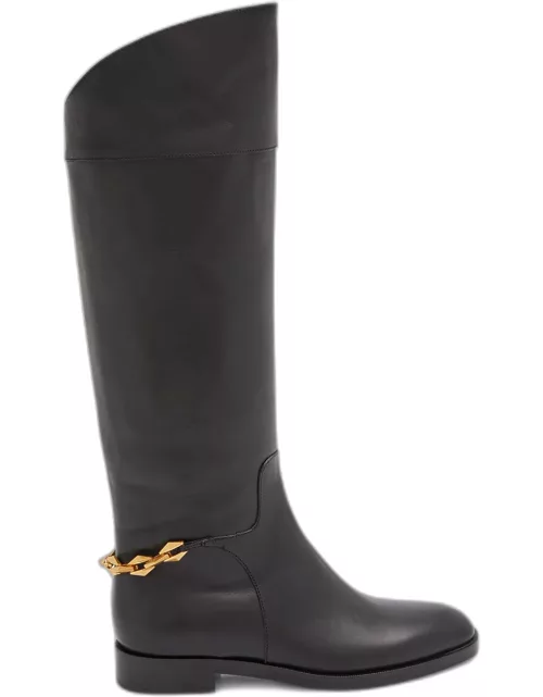 Nell Leather Chain Tall Riding Boot