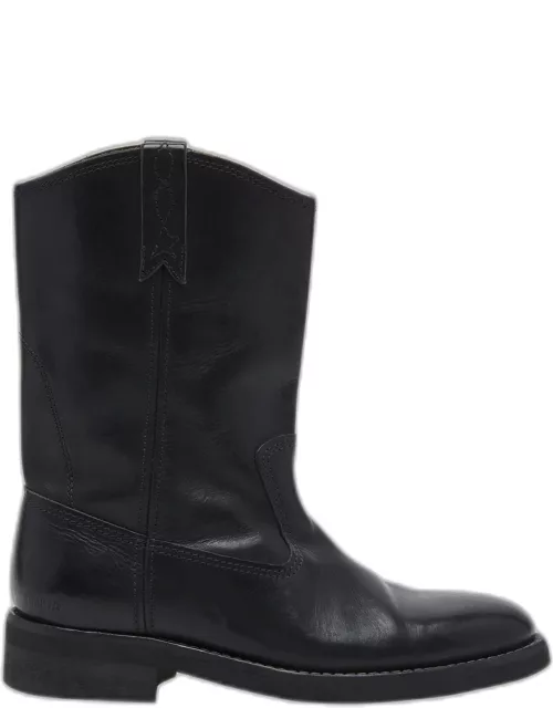 Biker Leather Ankle Boot