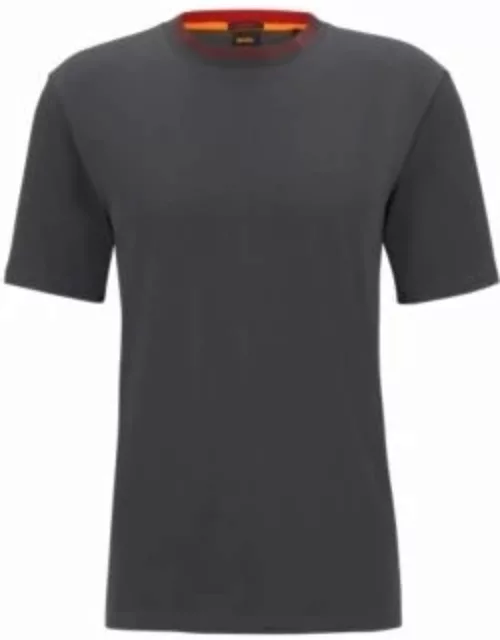 Relaxed-fit T-shirt in cotton jersey with detailed collarband- Dark Grey Men's T-Shirt