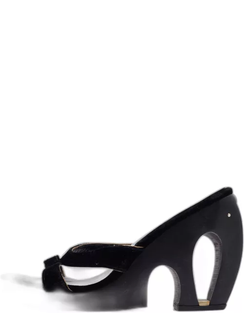 Chanel Black Velvet Slide Sandal