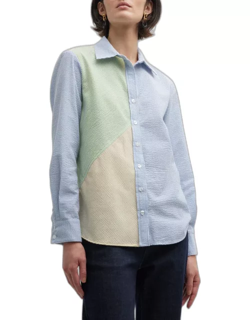 Topanga Striped Colorblock Seersucker Shirt