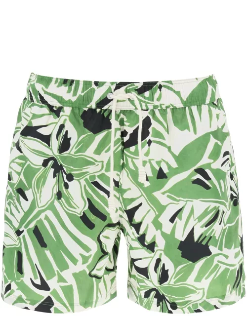 Palm Angels Swimtrunks With Hibiscus Print