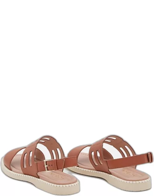 Hogan Leather Ankle Strap Sandals Brown