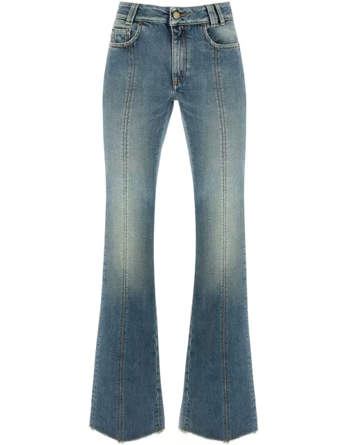 ALESSANDRA RICH FLARED JEANS WITH CRYSTAL ROSE