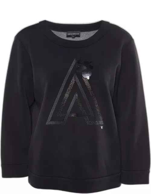 Emporio Armani Black Jersey A Embellished Sweatshirt