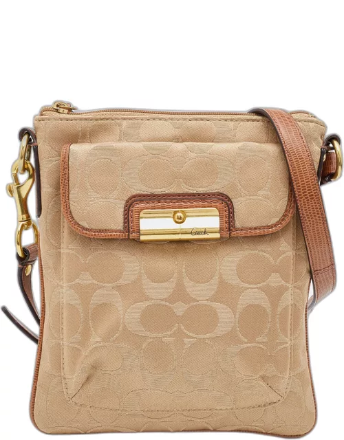 Coach Beige/Brown Signature Canvas and Leather Courie Crossbody Bag