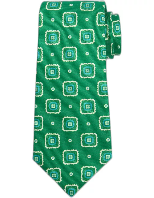Men's Silk Medallion-Print Tie