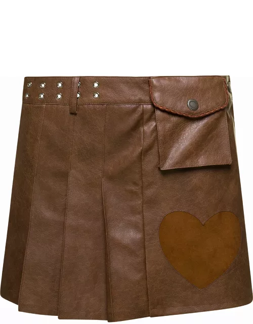 Andersson Bell Arina Heart Faux Leather Skirt