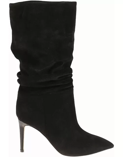 PARIS TEXAS Slouchy Lizard-Embossed Leather Mid-Calf Boots