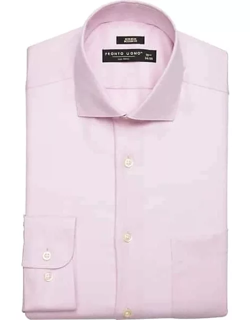 Pronto Uomo Men's Modern Fit Spread Collar Dress Shirt Pink Stripe
