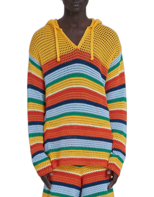 x No Vacancy Inn Men's Multicolor Striped Crochet Hoodie