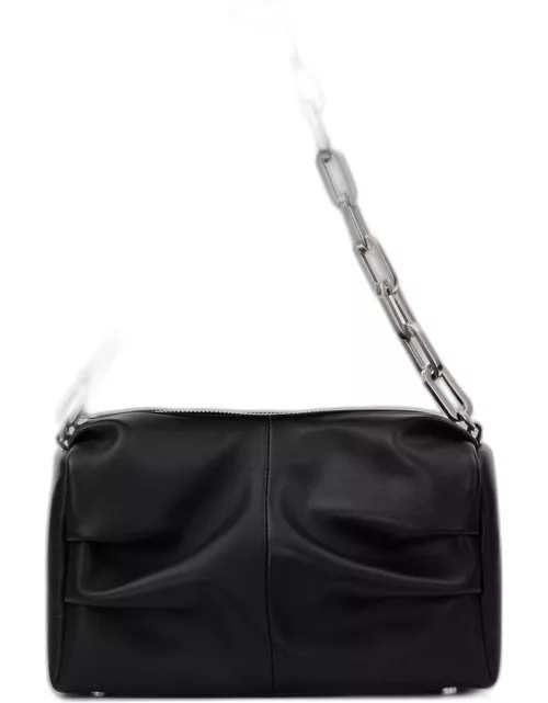 Valentia Ruched Leather Chain Shoulder Bag