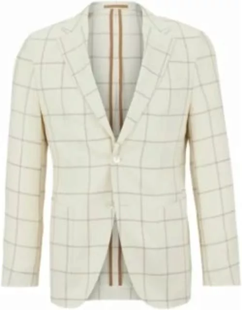 Slim-fit jacket in checked linen and silk- White Men's Sport Coat